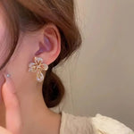 Long Flower Crystal Western Earrings