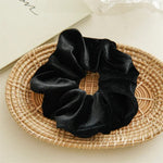 Black Velvet Scrunchies with Small Pocket For Girls