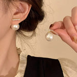 Stick Bar White Pearl Drop Earrings