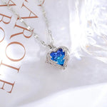 Silver Chain Blue Heart Stone Necklace