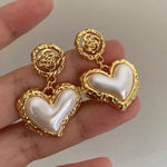 Heart Pearl Gold Plated Earrings